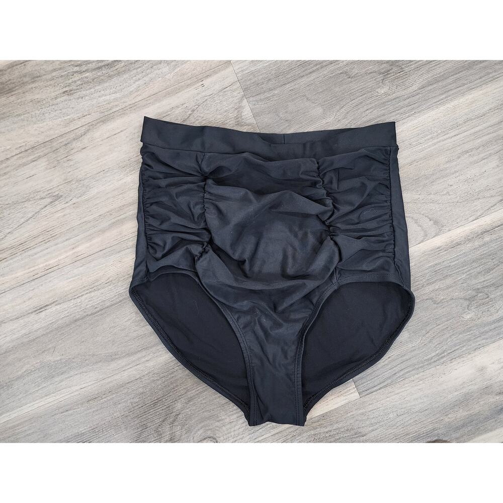 Shapermint high-waisted, ruched, control swim bottoms - Large